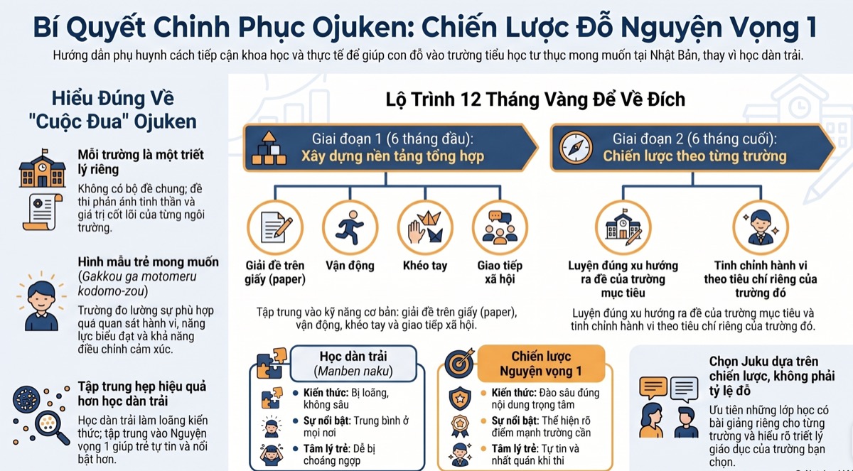 Bí Quyết Đỗ Nguyện Vọng 1 Ojuken: Tại Sao “Học Nhiều” Lại Dễ Thất Bại Hơn “Học Đúng”?